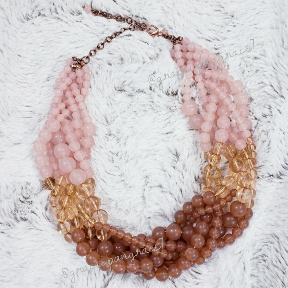 Premiere Designs Blush Pink Beaded Necklace LIKE NEW